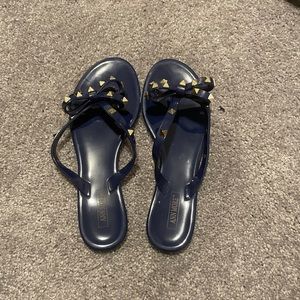 Blue studded sandals